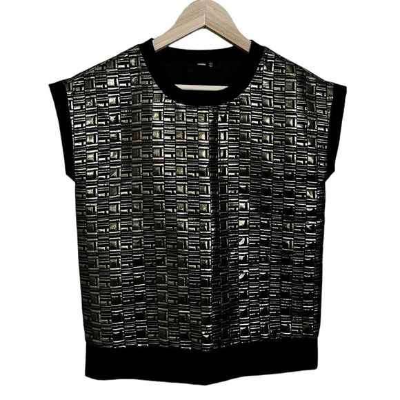 Saturday Kate Spade • Baroque Gold & Black Cap Sleeve Sweatshirt Top - Picture 2 of 7